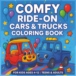 Comfy Ride-On Cars & Trucks Coloring Book
